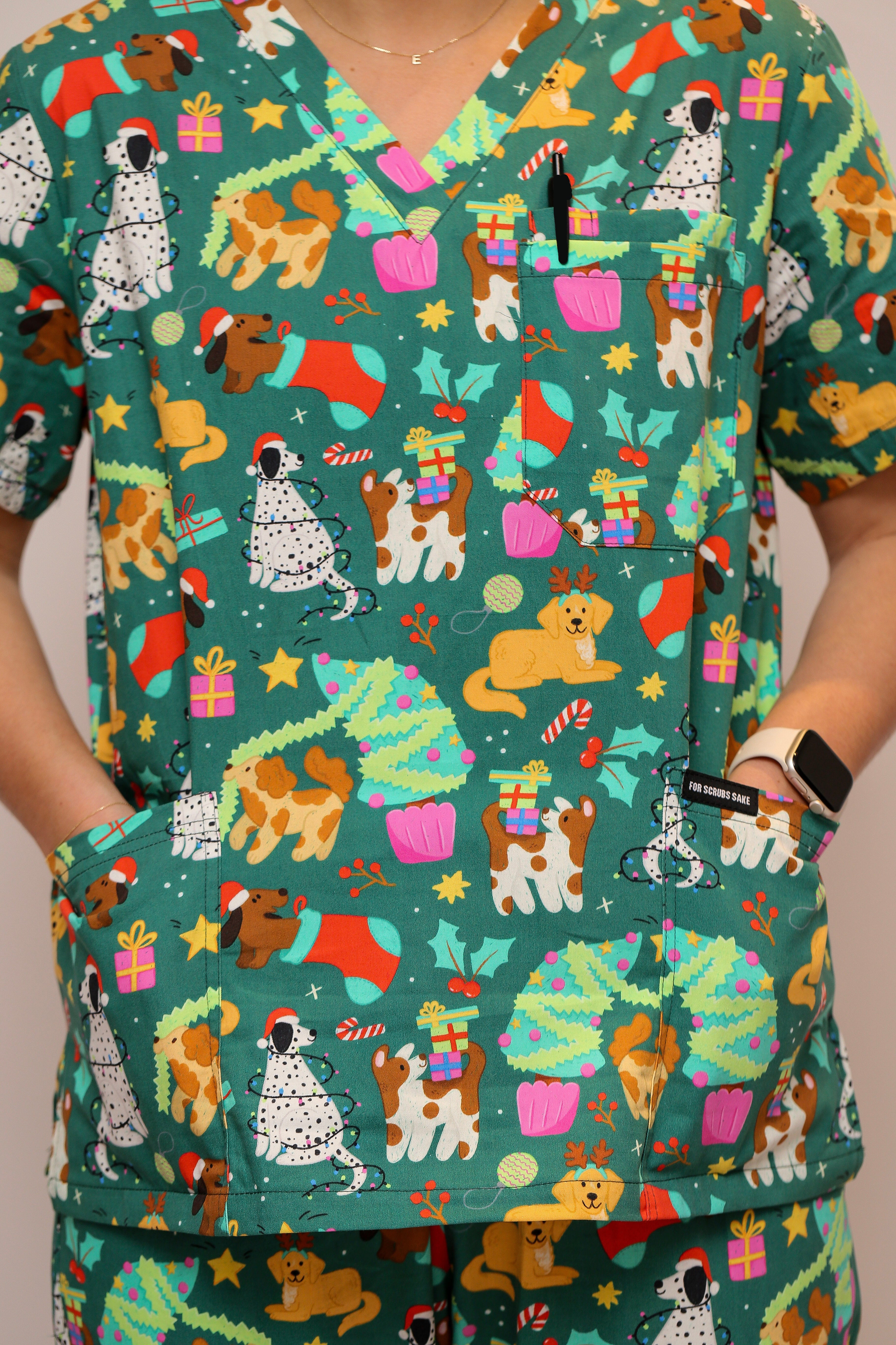 Christmas Puppies Scrub Set