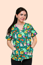 Christmas Puppies Scrub Top